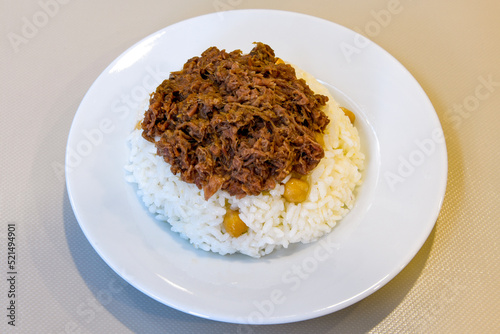 Traditional delicious Turkish food; Turkish style rice pilaf (Turkish name; Arpa sehriyeli. tavuklu, kuru fasulyeli, kavurmali pirinc pilavi) photo