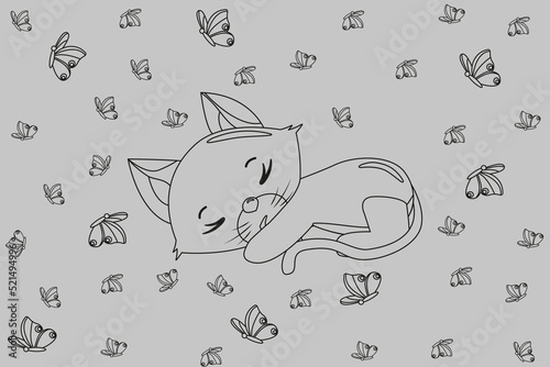 Cute sleeping cat. Funny background of a sleeping kitty. Cat's Baby
