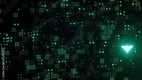 An abstract minimal technology background with moving lights, zooming in on a seamless loop.