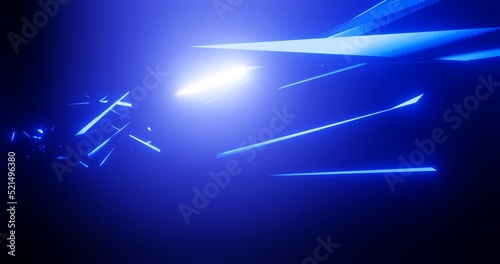 Futuristic abstract background geometric construction glow blue neon cyberspace 3d render