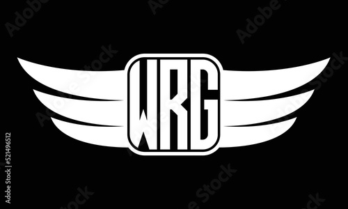 WRG three-letter Wing logo design. flying Vector template photo