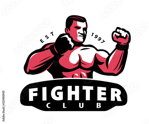 Fighter club emblem. Mixed martial arts emblem symbol or logo. Sports mascot vector illustration isolated