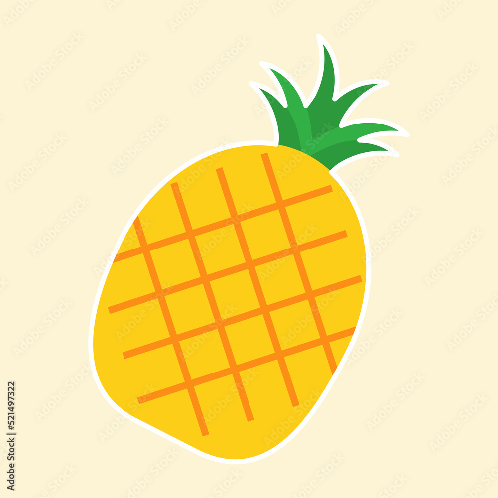 Pineapple cartoon fruit in flat style. Vector illustration concept Pineapple cartoon fruit in flat style. Vector illustration concept