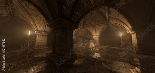 Fotografie, Obraz Underground Crypt Panorama