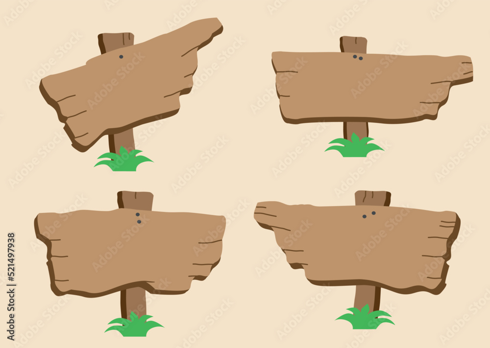 Set of vector illustrations of wooden signs. Direction and guide ...