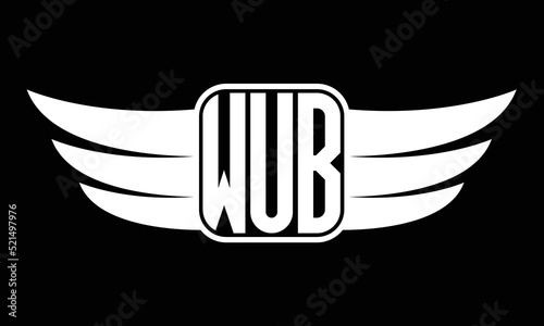 WUB three-letter Wing logo design. flying Vector template photo