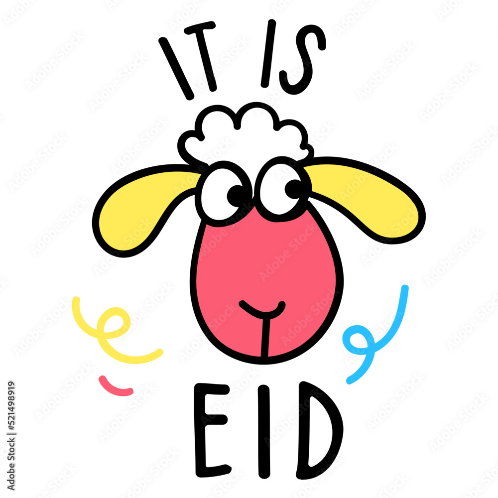 Cute goat face slaughter on eid, doodle icon Cute goat face slaughter on eid, doodle icon