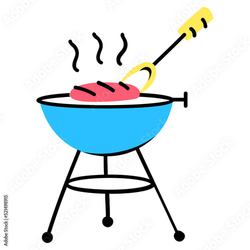 A bbq grill doodle icon download