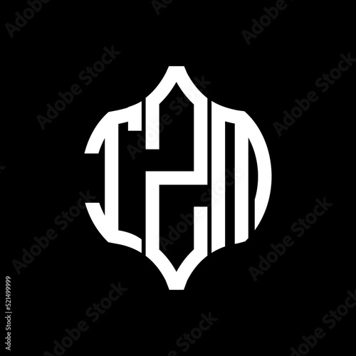 IZM letter logo. IZM best black background vector image. IZM Monogram logo design for entrepreneur and business.
 photo