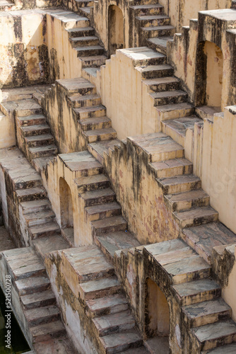 Stone stairs forming a huge historic well in Jaipur 