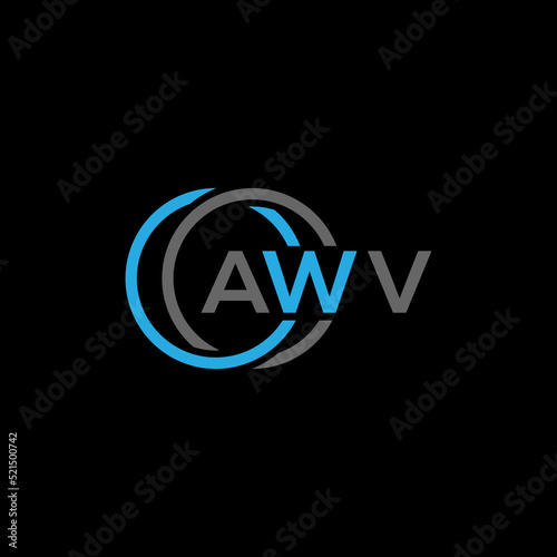 AWV logo monogram isolated on circle element design template, AWV letter logo design on black background. AWV creative initials letter logo concept. AWV letter design.
 photo