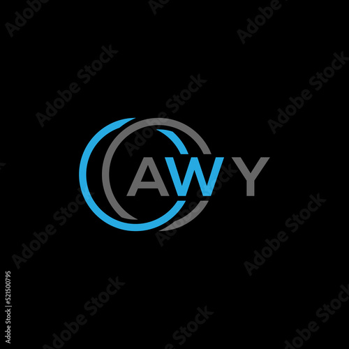 AWY logo monogram isolated on circle element design template, AWY letter logo design on black background. AWY creative initials letter logo concept. AWY letter design.
 photo