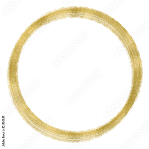 Round golden frame, distressed, gold, shabby circle. Isolated png illustration, transparent background. Asset for overlay, texture, pattern, montage, collage, shape, greeting, invitation card.