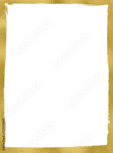Golden frame, distressed, gold, shabby border. Isolated png illustration, transparent background. Asset for overlay, texture, pattern, montage, collage, shape, greeting, invitation card.