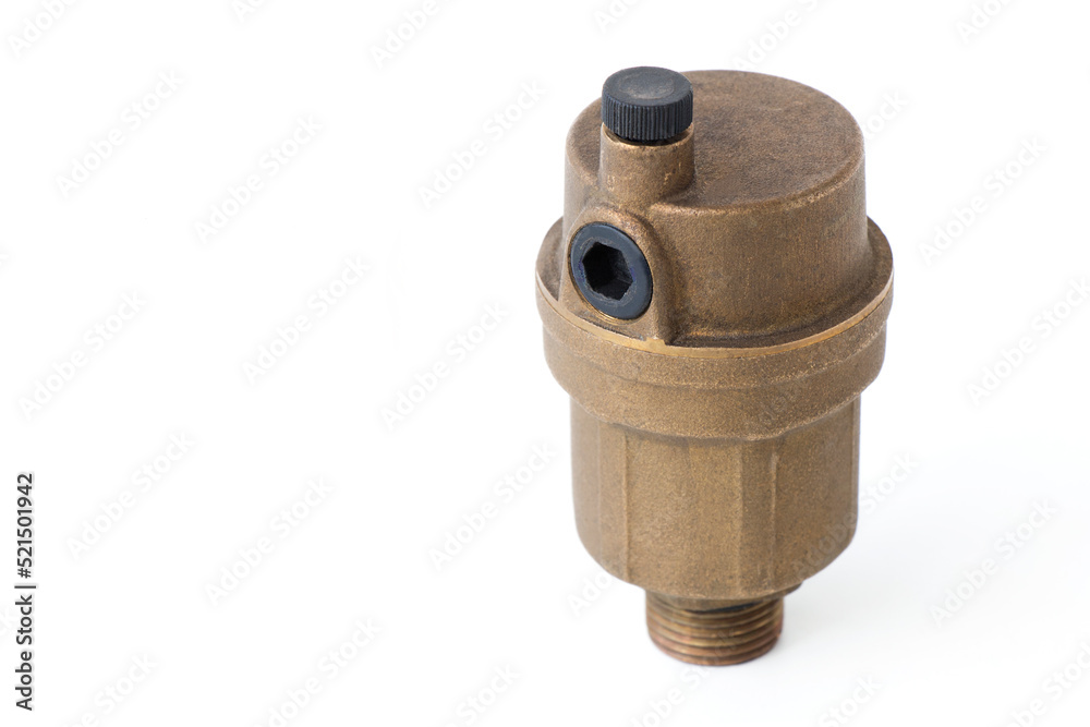Pipe Pressure Relief Valve for Heating Systems, on a white isolated background Pipe Pressure Relief Valve for Heating Systems, on a white isolated background