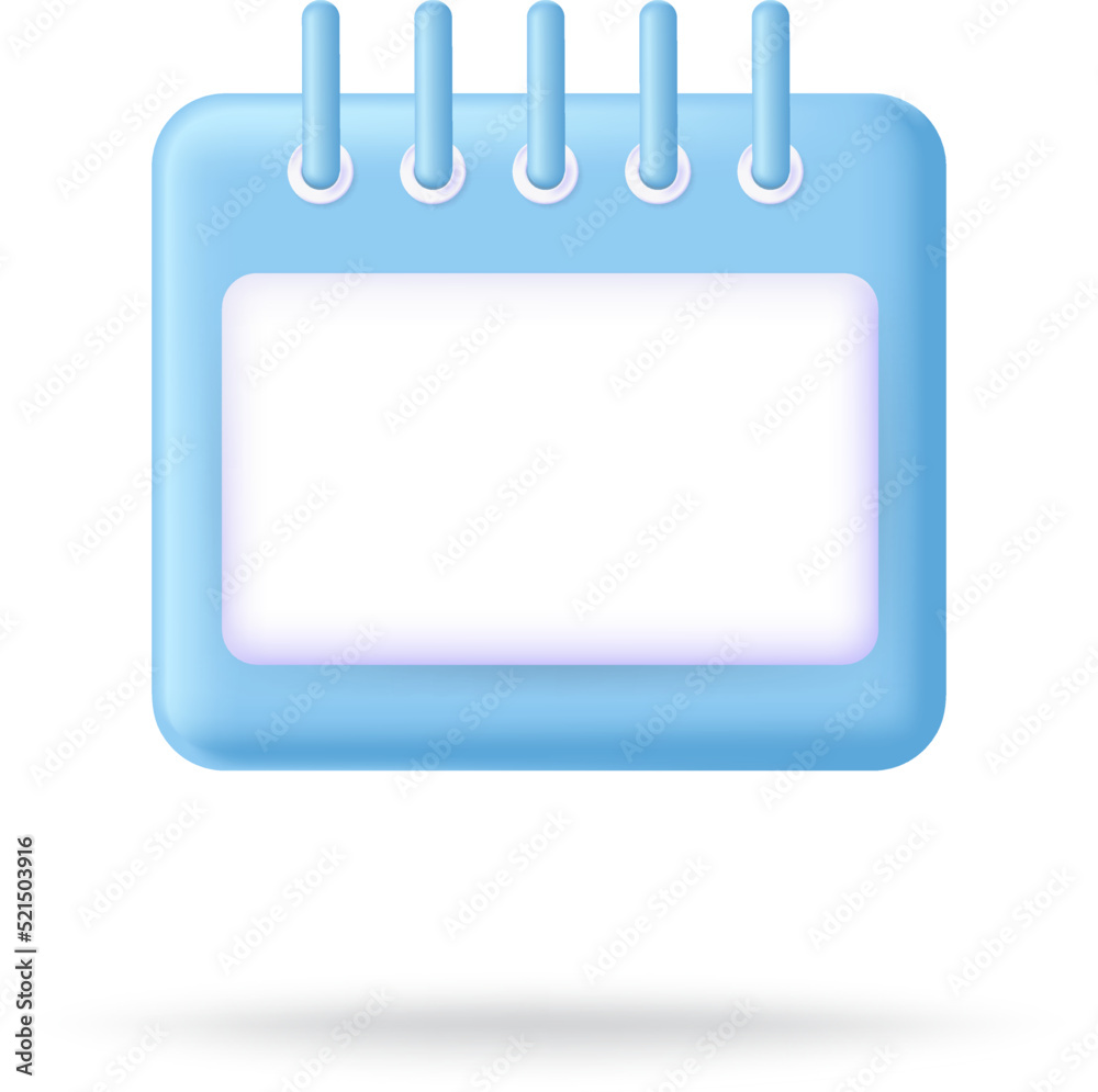 Calendar 3d vector icon. Time management diary sign. Planning agenda concept. To do cartoon reminder Calendar 3d vector icon. Time management diary sign. Planning agenda concept. To do cartoon reminder