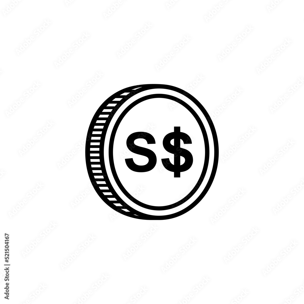 Singapore Currency Icon Symbol. SGD, Singapore Dollar Coins. Vector Illustration Singapore Currency Icon Symbol. SGD, Singapore Dollar Coins. Vector Illustration