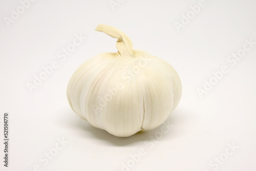 Closeup of a Garlic Bulb Isolated on White Background