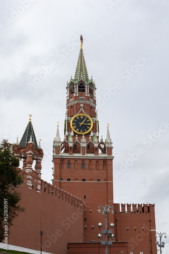 Moscow Kremlin in Russia, Spasskaya tower with clock