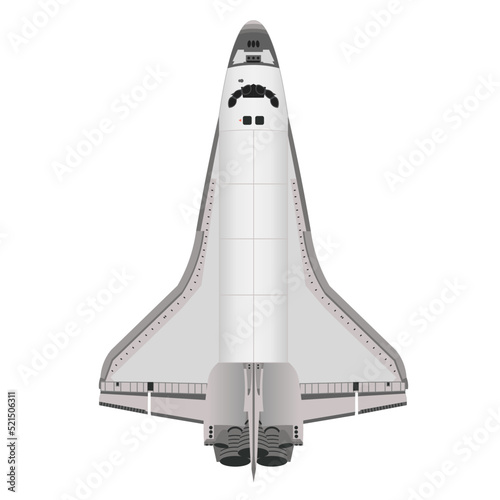 Space Shuttle top view isolated on white background. Vector illustration.	
