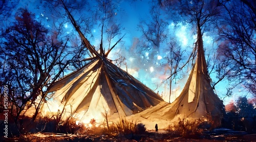 Photo Photo of Teepee Under A Starry Sky
