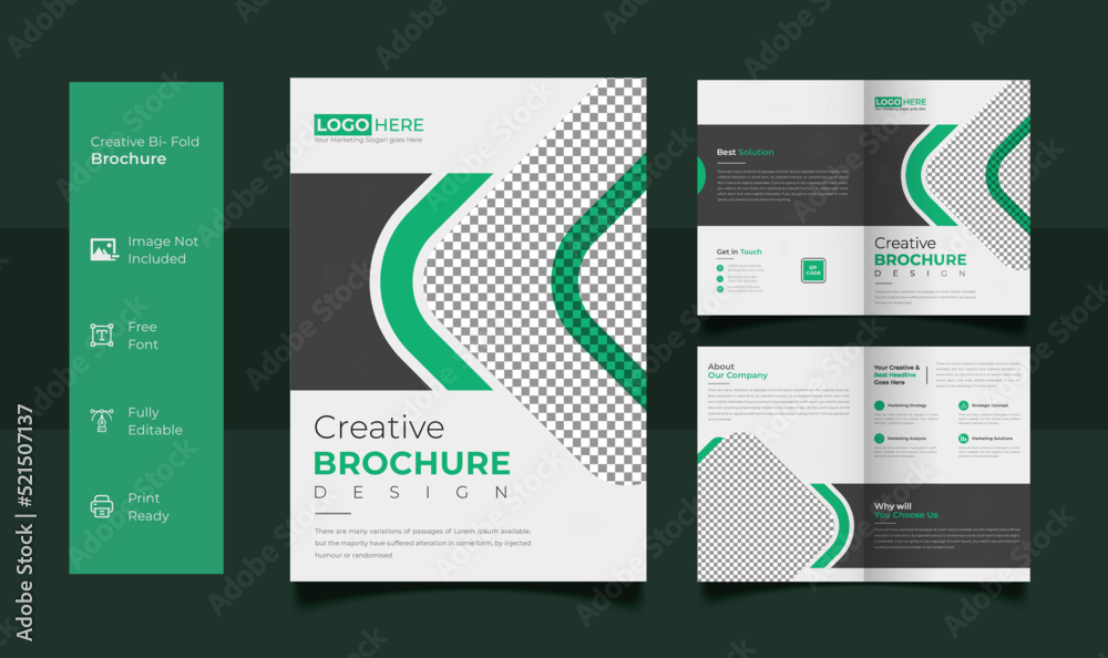 Naklejka premium Bifold Brochure Template in editable A4 bi-fold template format