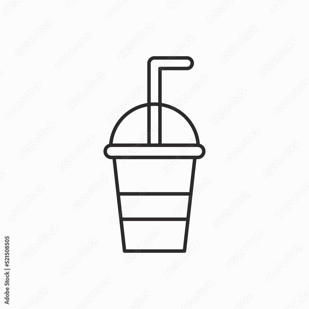 drink cup with straw icon. glass with drinking straw and water icon isolated on white background. coffee drink glass. Fresh cold beverage symbol. Vector