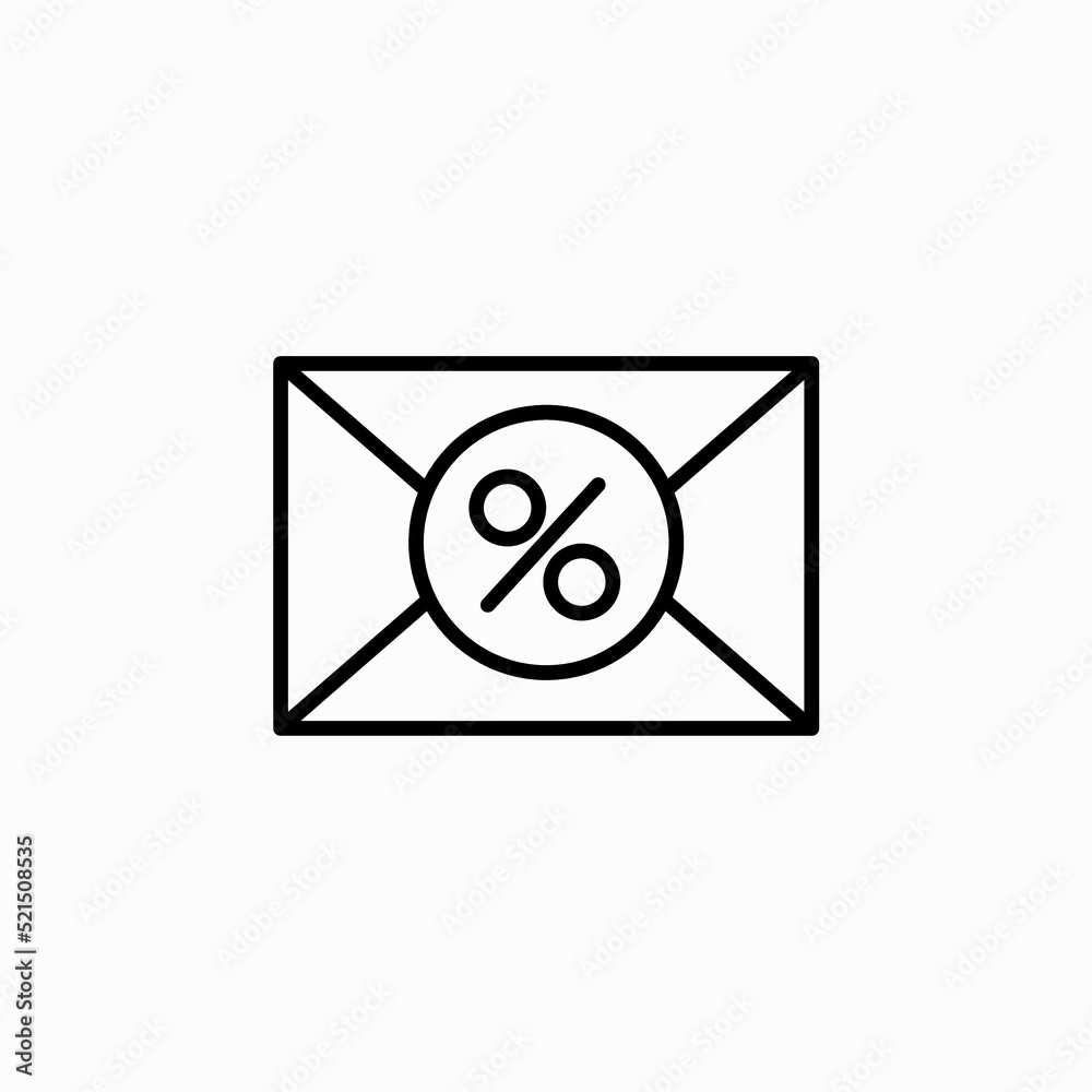 Mail percent tax icon. Outline mail percent tax vector icon for web design isolated on white background Mail percent tax icon. Outline mail percent tax vector icon for web design isolated on white background