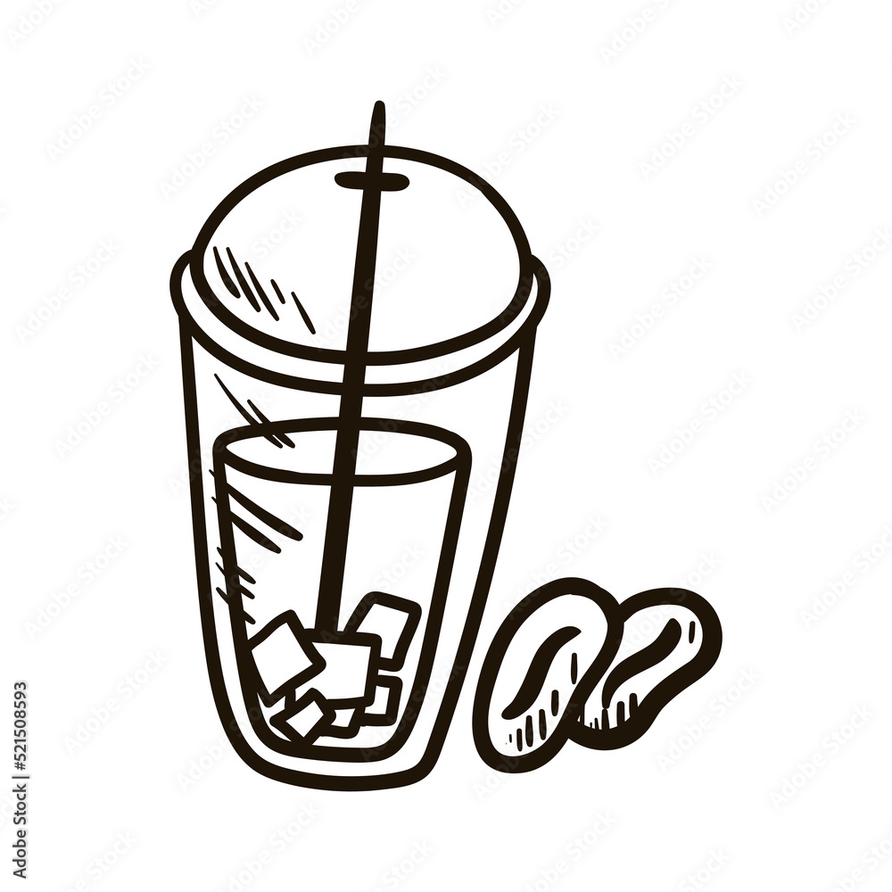 Single hand drawn coffee. Doodle vector illustration. Isolated on white background. Single hand drawn coffee. Doodle vector illustration. Isolated on white background.