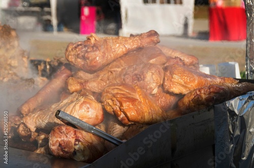 Turkey legs on the barbeque at Mumfest in New Bern, North Carolina photo