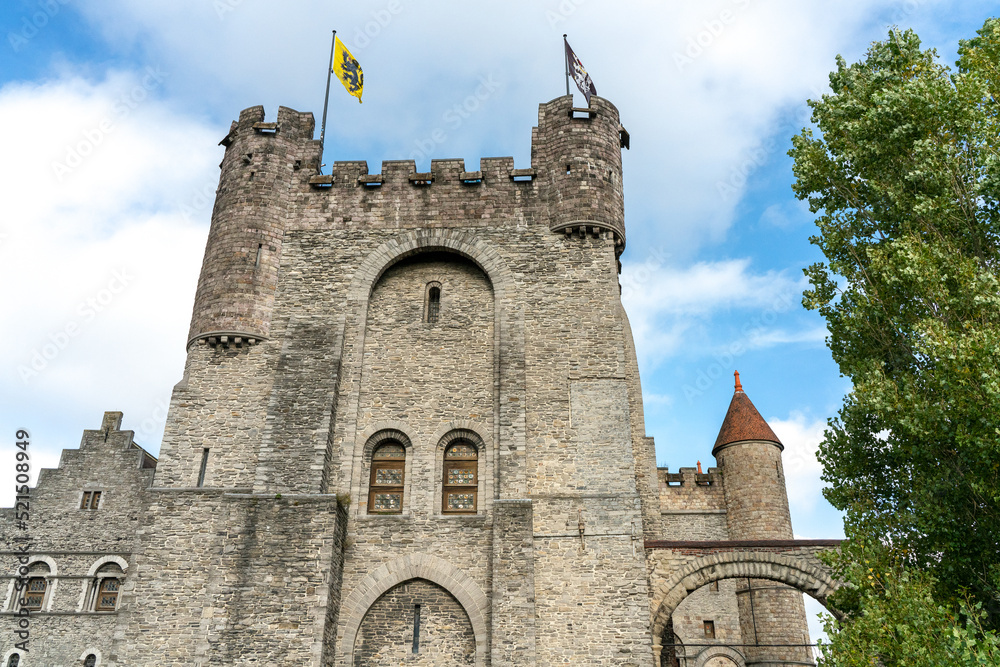 main tower of the castle Gravensteen in Gand