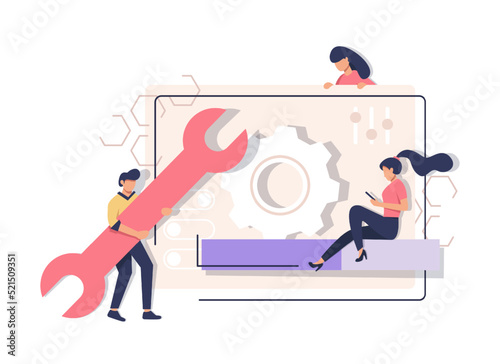 system update vector illustration concept, people update operation system can use for, landing page, template, ui, web, mobile app, poster, banner