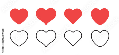 Heart icons. Love symbol vector illustration. Valentine's day and love design elements.
