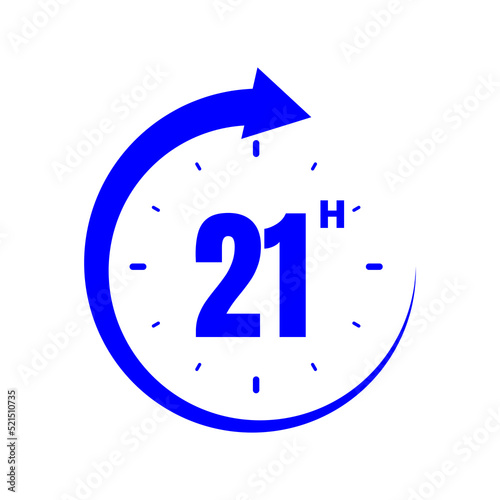 21 hours, icon symbol blue, time, o'clock Twenty one