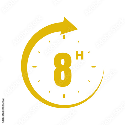 8 hours, icon symbol yellow, time, o'clock Eight  photo