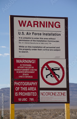 Area 51 Warning Keep Out Sign in Nevada photo