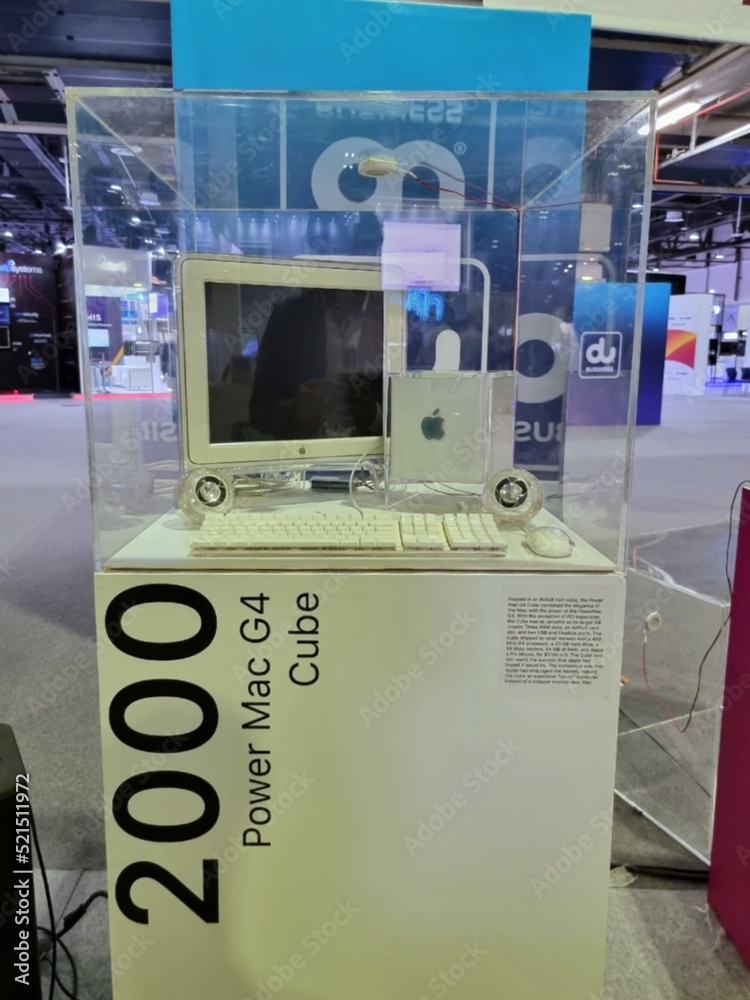 Apple kiosk at gitex technology week showing different generations of