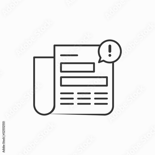 Copy icon, signs icon with exclamation mark icon in outline style on white background, Copy icon and alert, error, alarm, danger symbol. Vector illustration