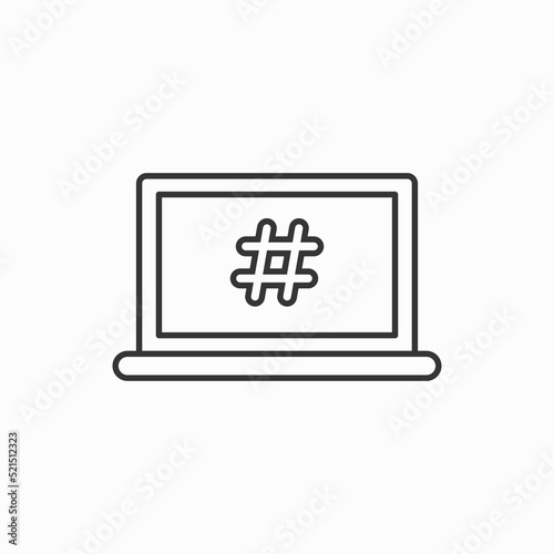 Laptop icon. laptop with hastag icon illustration