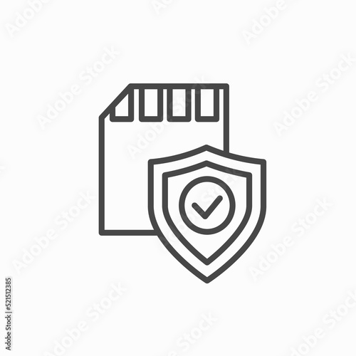 memory card with shield icon. file security.file protection icon