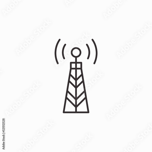 Simple icon of a signal tower vector illustration. Radio tower icon. Linear style. Tower signal icon vector illustration logo template for many purpose. Isolated on white background.