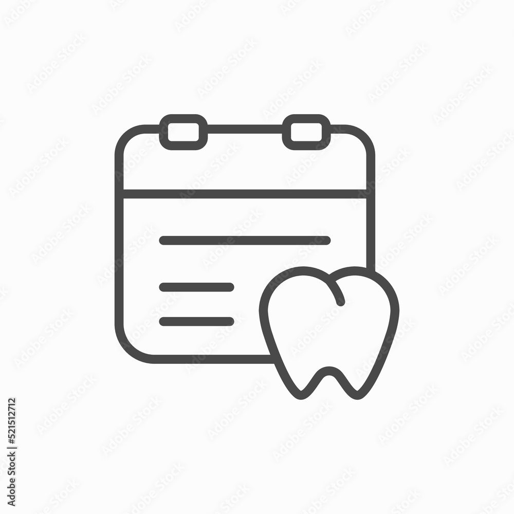 Check up dental schedule icon in Outline style Check up dental schedule icon in Outline style