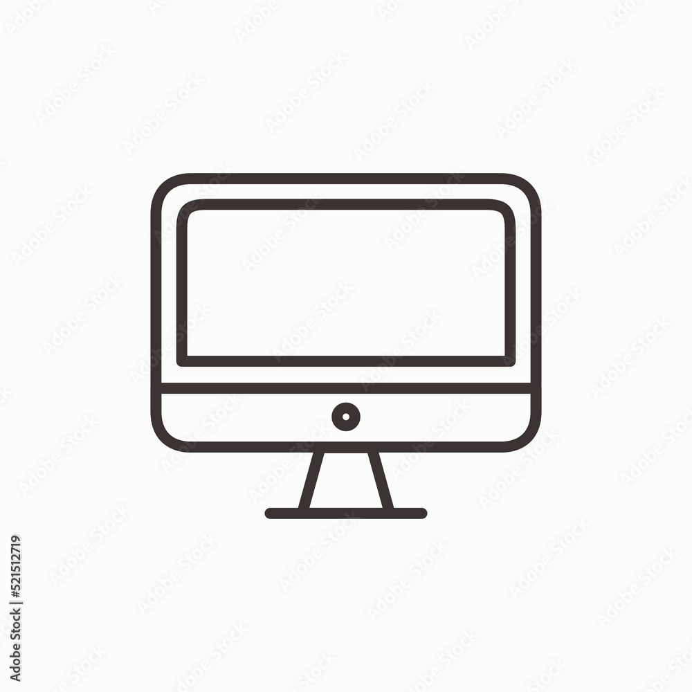 Computer monitor icon. Flat PC symbol. Vector illustration. isolated on white background Computer monitor icon. Flat PC symbol. Vector illustration. isolated on white background