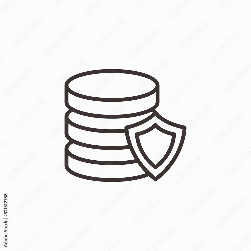 Database Protection Icon. Secure database icon isolated on white background Database Protection Icon. Secure database icon isolated on white background