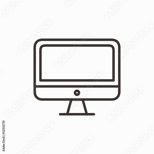 Computer monitor icon. Flat PC symbol. Vector illustration. isolated on white background