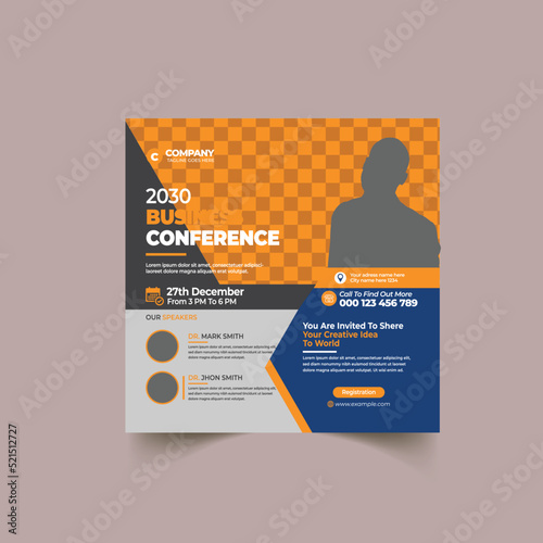 Business conference meeting social media post banner design template 