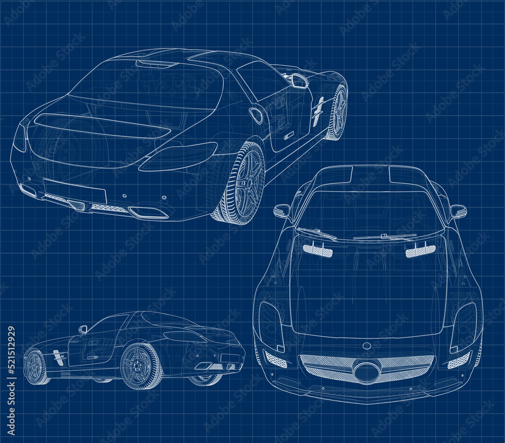 the car is depicted in drawing style the car is depicted in drawing style