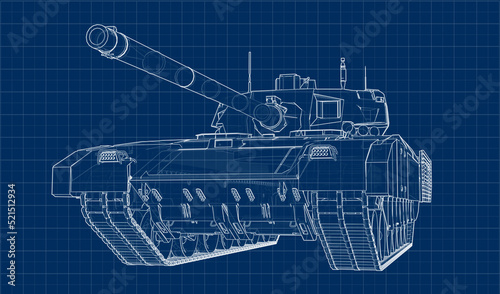 drawing of the tank from different angles depicted in the drawing style