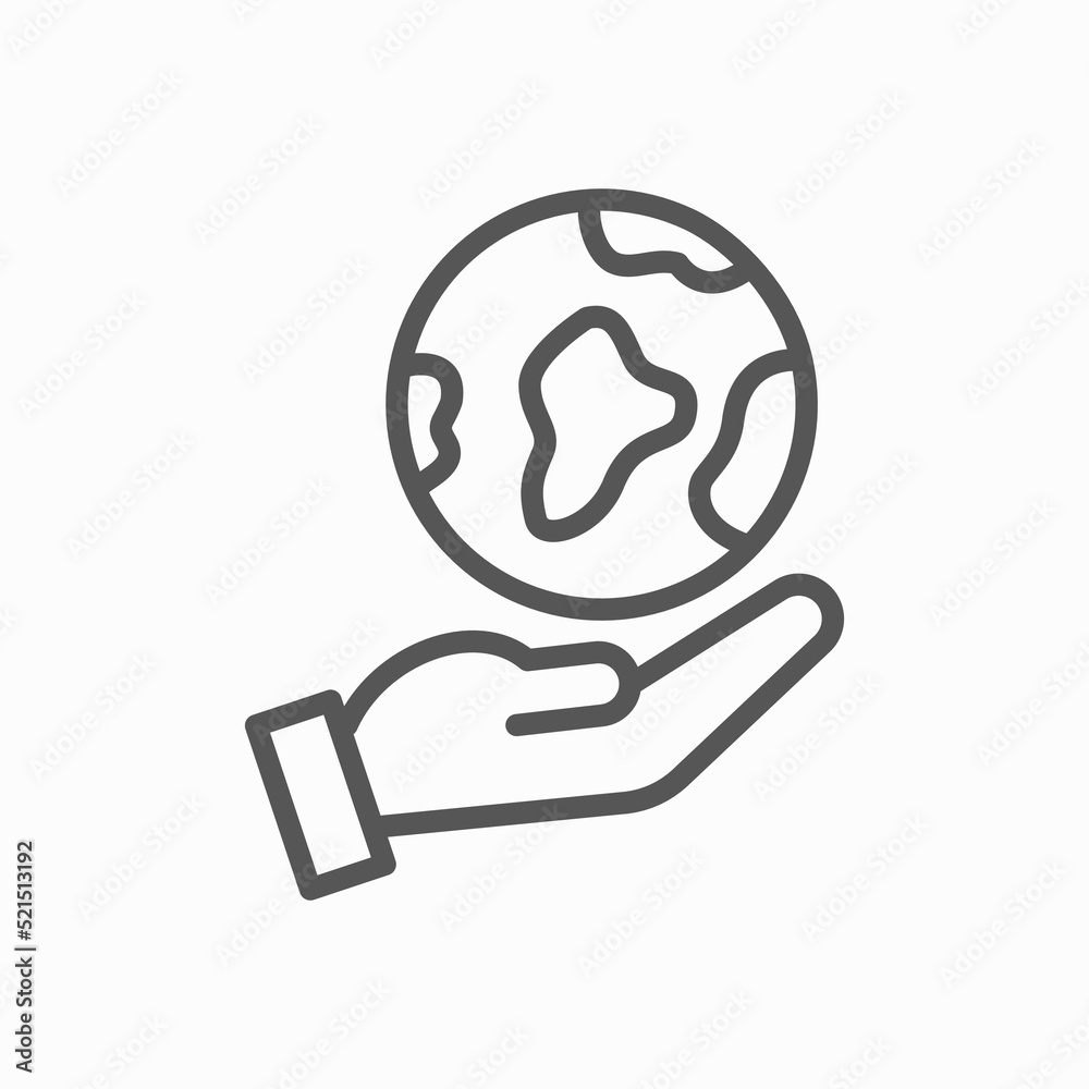 hand and globe icon, save earth symbol vector illustration design element
