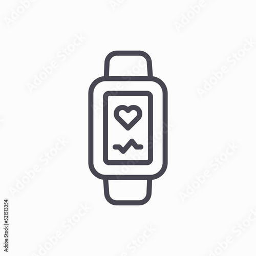 Smart watch simple black line web icon vector illustration.